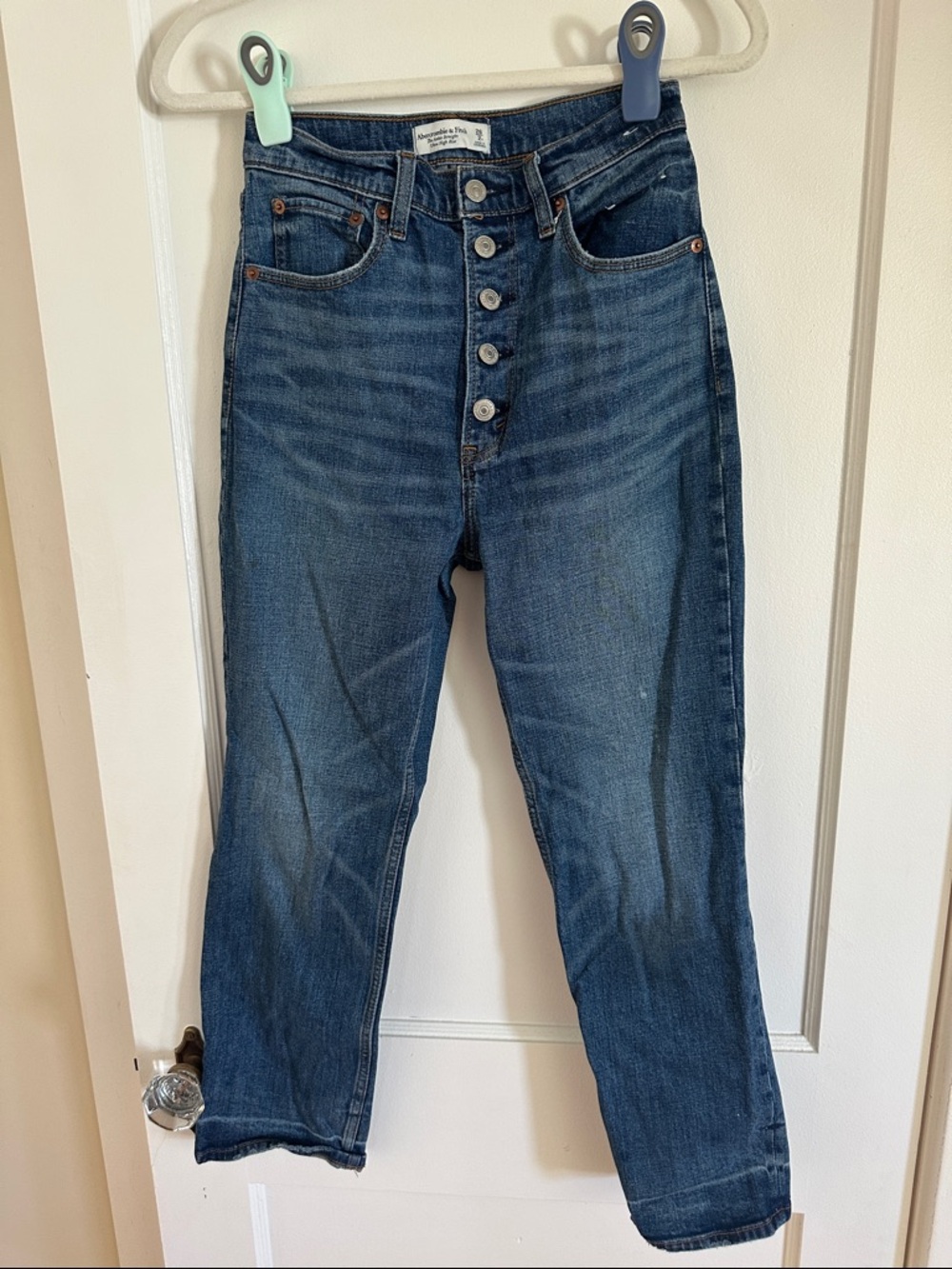Abercrombie & Fitch The Ankle Straight Ultra High Rise Button-Fly Jeans